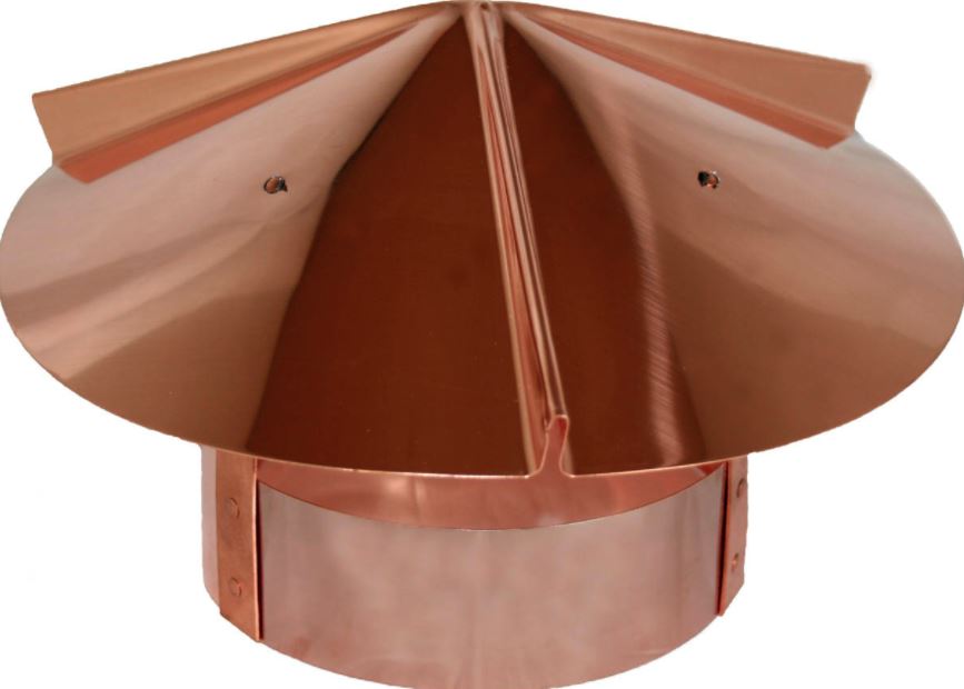 Copper boiler vent cover for outdoors