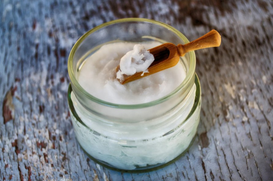 Coconut Oil in Clear Glass Jar